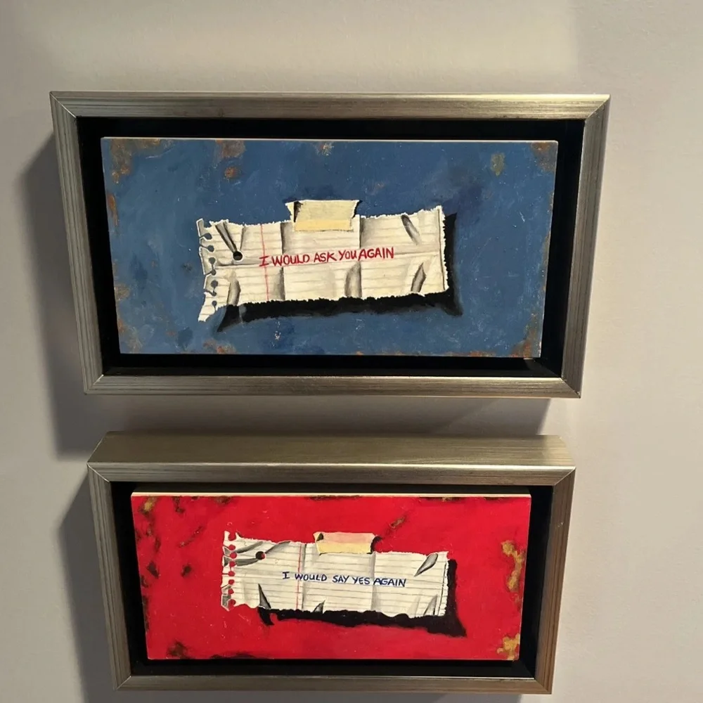 Original 6”x12” oil “notes” paintings on canvas panels. - Picture 9 of 10